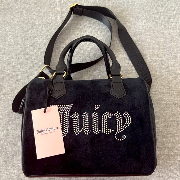 Juicy Couture Liquorice obsession Black velour Satchel  NWT - Picture 1 of 15